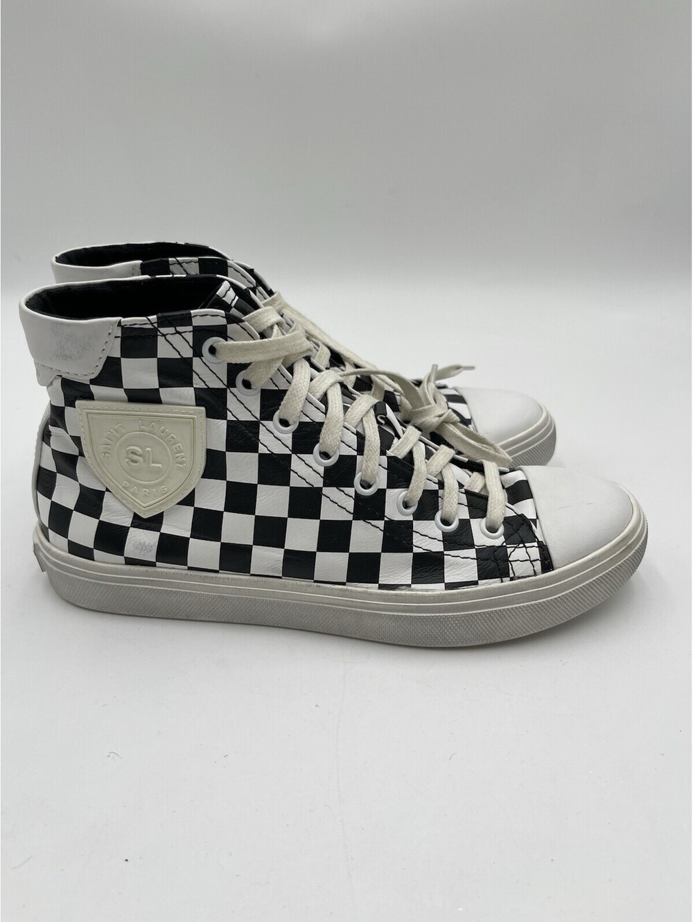 Yves Saint Laurent Bedford high-top sneakers black/white checkered leather 36